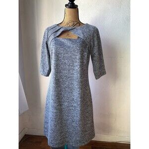 Emma & Michele Peek A Boo Fronted Bodycon Grey Dress with Half Sleeves Sz MEDIUM